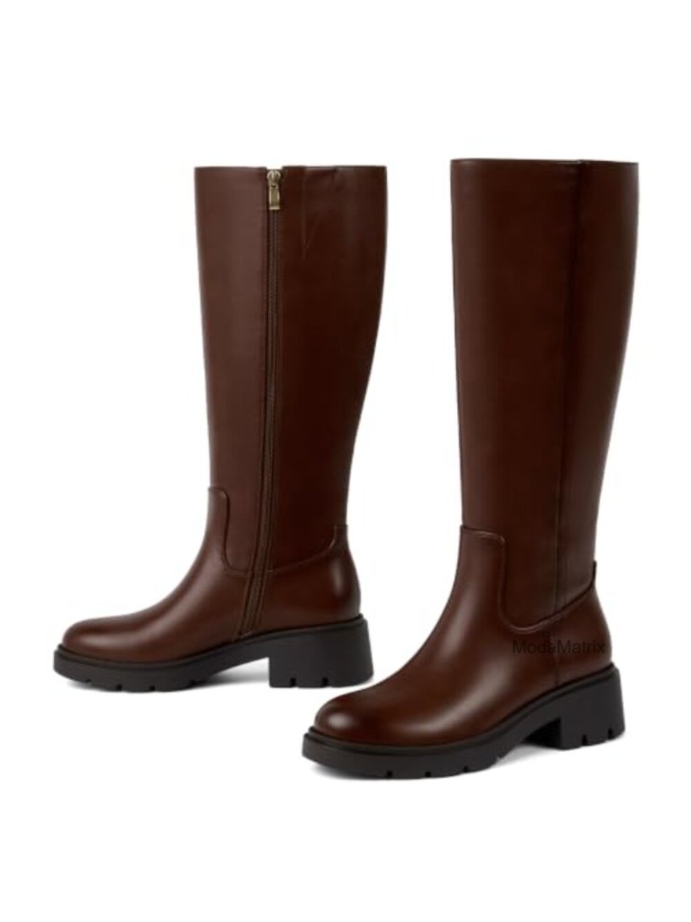 Knee High Boots Chunky Block Heel Riding Tall Faux Leather - Picture 4 of 6